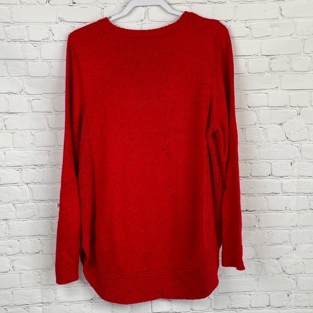 Lane Bryant Women Sweater Round Neck Side Slit Curved Hem Long Sleeve 14/16 Red - Picture 4 of 10